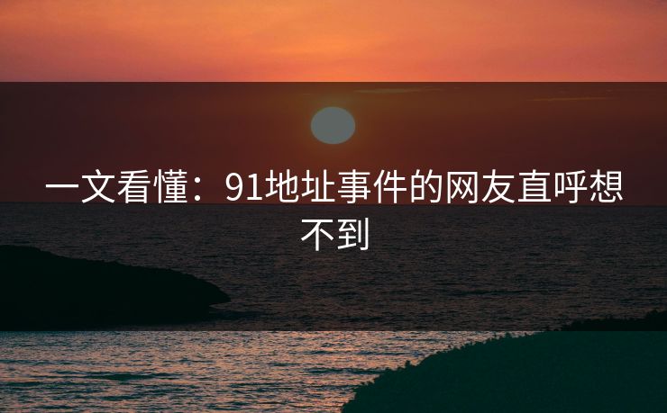 一文看懂：91地址事件的网友直呼想不到