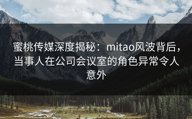 蜜桃传媒深度揭秘：mitao风波背后，当事人在公司会议室的角色异常令人意外