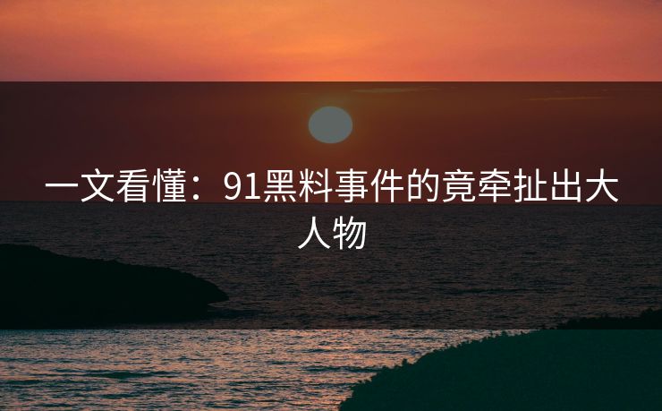一文看懂：91黑料事件的竟牵扯出大人物