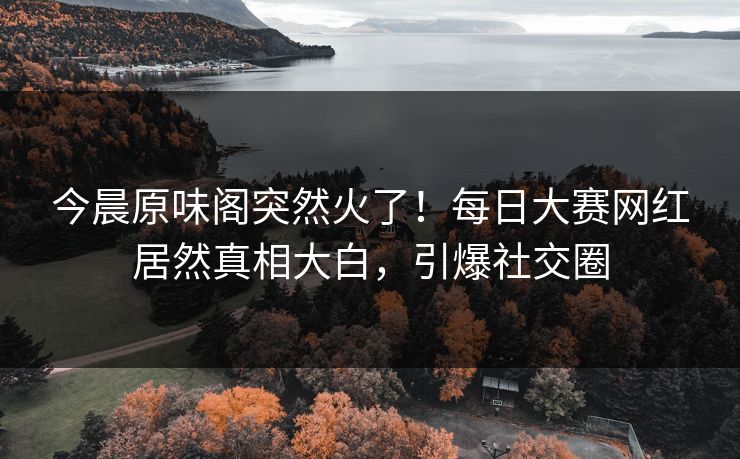今晨原味阁突然火了！每日大赛网红居然真相大白，引爆社交圈