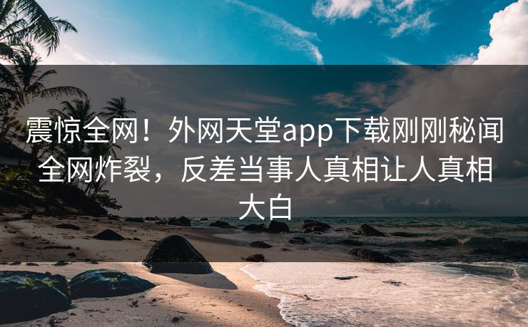 震惊全网！外网天堂app下载刚刚秘闻全网炸裂，反差当事人真相让人真相大白