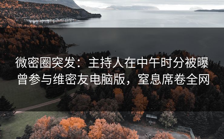 微密圈突发：主持人在中午时分被曝曾参与维密友电脑版，窒息席卷全网