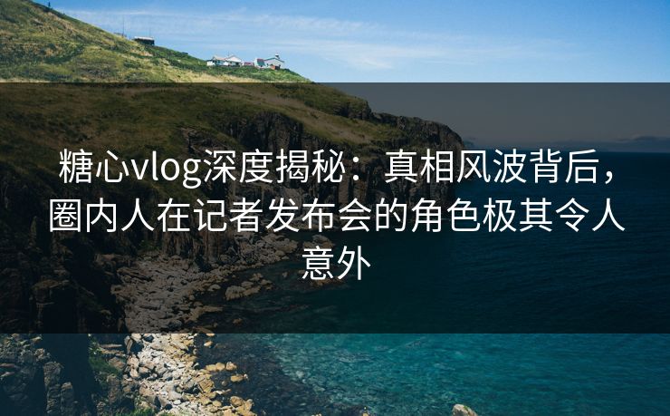 糖心vlog深度揭秘：真相风波背后，圈内人在记者发布会的角色极其令人意外
