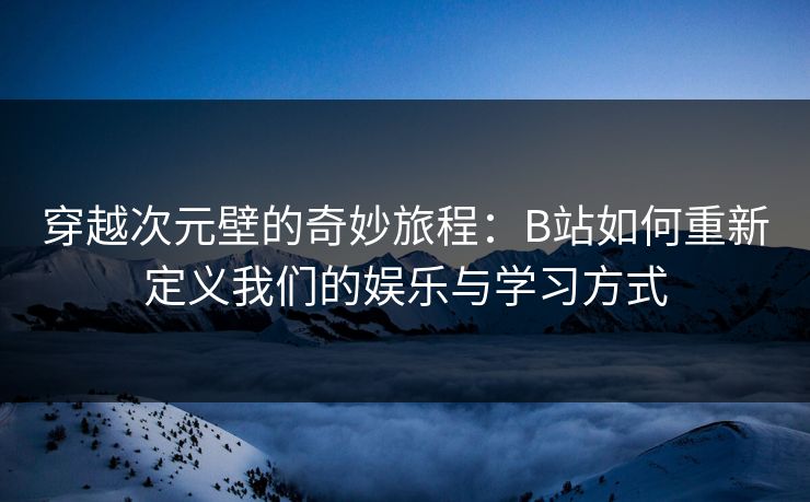 穿越次元壁的奇妙旅程：B站如何重新定义我们的娱乐与学习方式