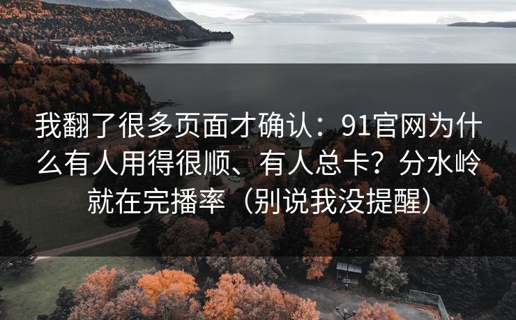我翻了很多页面才确认:91官网为什么有人用得很顺、有人总卡?分水岭就在完播率(别说我没提醒) 我翻了很多页面才确认:91官网为什么有人用得很顺、有人总卡?分水岭就在完播率(别说我没提醒)