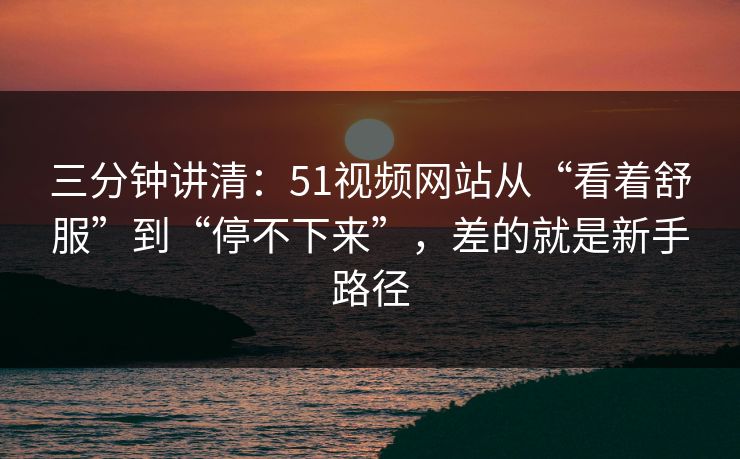 三分钟讲清：51视频网站从“看着舒服”到“停不下来”，差的就是新手路径