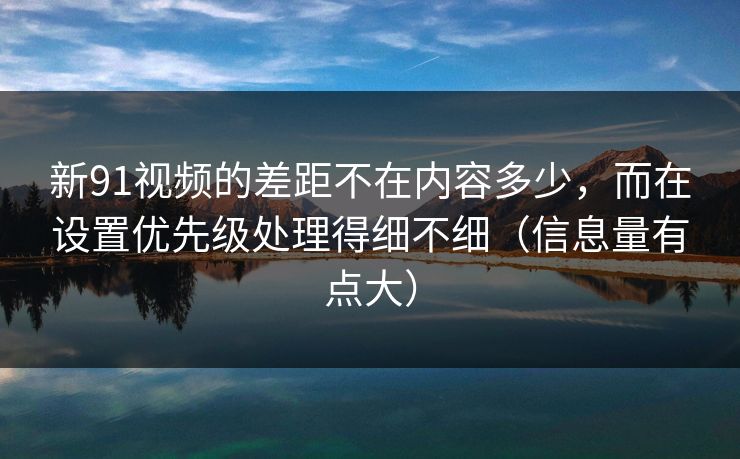 新91视频的差距不在内容多少，而在设置优先级处理得细不细（信息量有点大）
